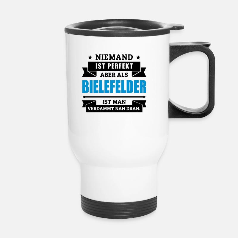 Funshirt Bielefelder - Thermobecher mit Tragegriff - Weiß