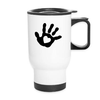 Bébé main - cœur - Tasse isotherme avec poignée - blanc - Devant