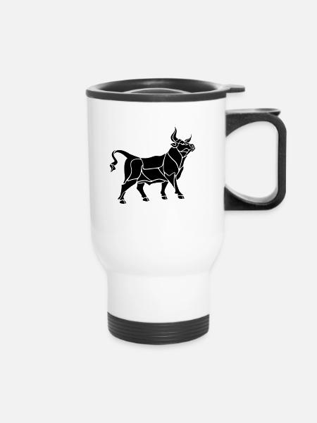 Stier - Thermobecher mit Tragegriff - Weiß