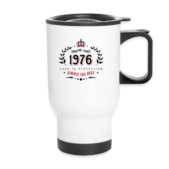 original since 1976 simply the best 40th birthday - Thermobecher mit Tragegriff - Weiß - Vorne