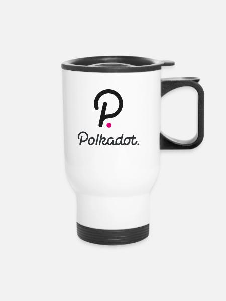 Polkadot Krypto - Thermobecher mit Tragegriff - Weiß