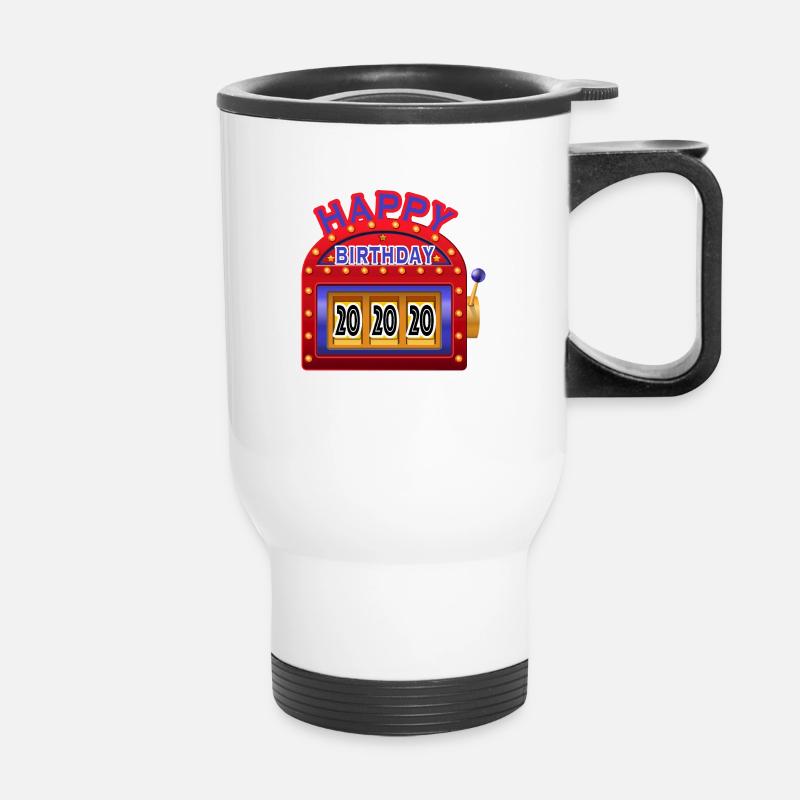 Happy Birthday 20 - Thermobecher mit Tragegriff - Weiß