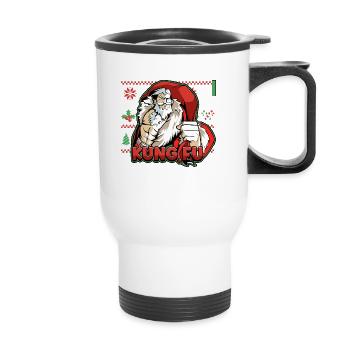 Kung Fu Santa Ugly Cristmas Design for a Martial - Thermobecher mit Tragegriff - Weiß - Vorne