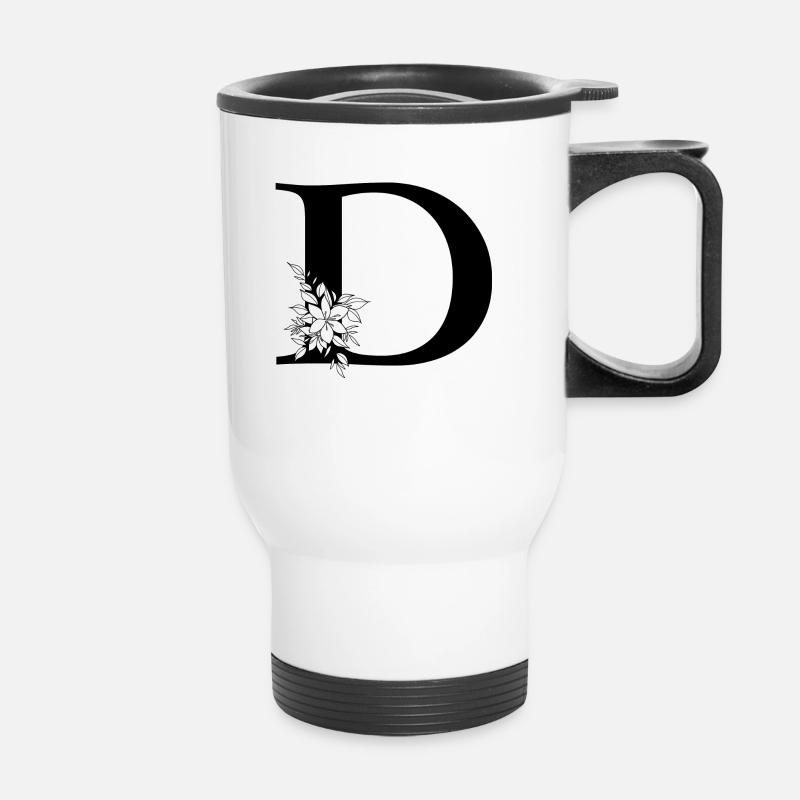Buchstabe D - Thermobecher mit Tragegriff - Weiß