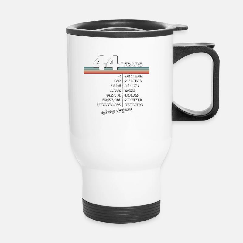 44th Birthday Vintage 44 Years Old Retro 528 - Thermal mug with handle - white