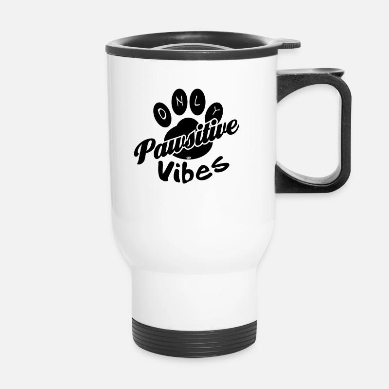 Only pawsitive vibes - Thermal mug with handle - white