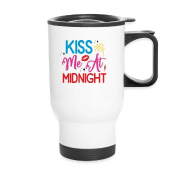 Kiss Me At Midnight - Thermobecher mit Tragegriff - Weiß - Vorne