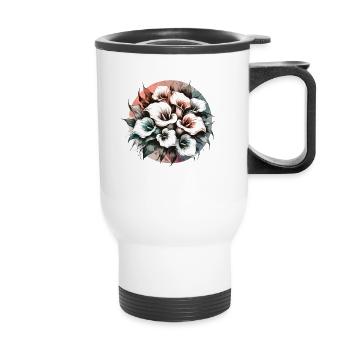 Lys Calla dessinés - Tasse isotherme avec poignée - blanc - Devant