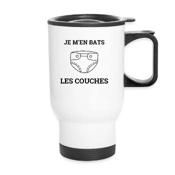 Je m'en bats les couches - Tasse isotherme avec poignée - blanc - Devant