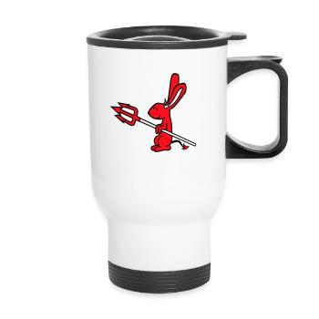 Bunny Devil Démon Mal Satan Enfer Trident Costume - Tasse isotherme avec poignée - blanc - Devant