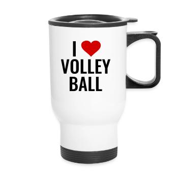 Volley-ball, équipe de volley-ball que j’adore - Tasse isotherme avec poignée - blanc - Devant