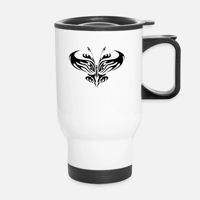 Butterfly Tribal - Thermal mug with handle - white
