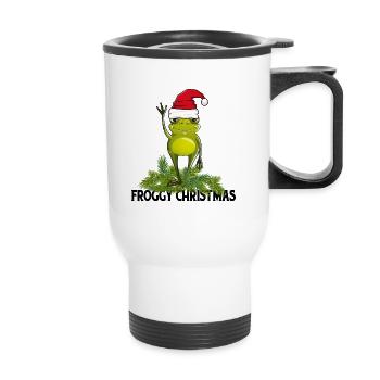 Frog "froggy christmas" Christmas frog x-mas - Thermal mug with handle - white - Front