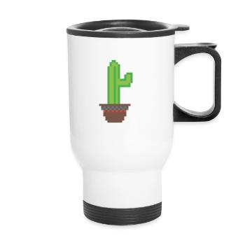 Cactus Pixel Art - Tasse isotherme avec poignée - blanc - Devant