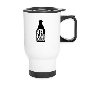 Bier Bier Bier Flaschen Design - Thermobecher mit Tragegriff - Weiß - Vorne