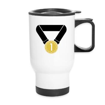 1. Platz Medaille - Thermobecher mit Tragegriff - Weiß - Vorne