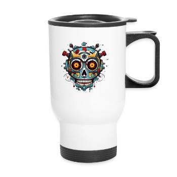 Crâne mexicain de robot - Tasse isotherme avec poignée - blanc - Devant