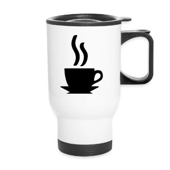 Kaffe oder Tee - Thermobecher mit Tragegriff - Weiß - Vorne