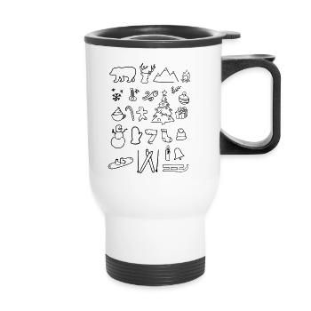 Winterwonderland,Reh,Adventskerze,Geschenk,eisig - Thermobecher mit Tragegriff - Weiß - Vorne