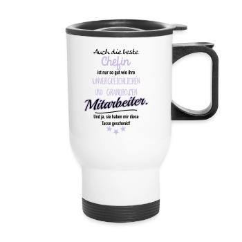 Beste Chefin Tasse - Thermobecher mit Tragegriff - Weiß - Vorne