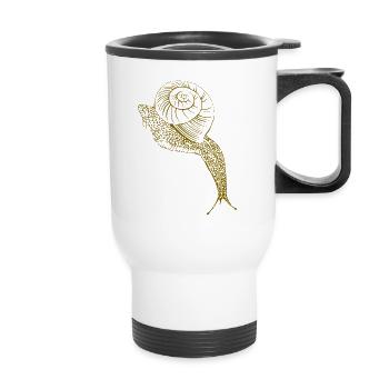 Brown snail - Thermal mug with handle - white - Front