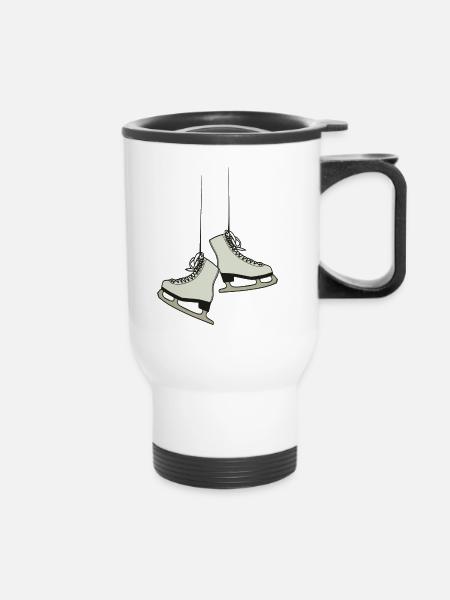 Schlittschuh - Thermobecher mit Tragegriff - Weiß
