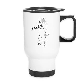 Trumpet Cat - Thermobecher mit Tragegriff - Weiß - Vorne