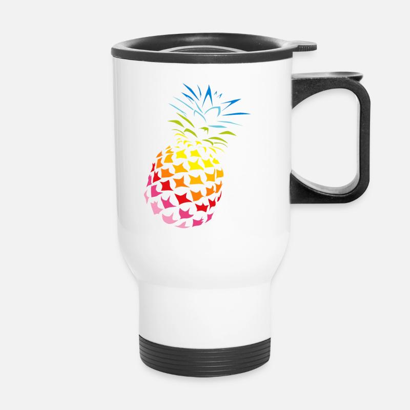 Ananas Regenbogen Farben - Thermobecher mit Tragegriff - Weiß