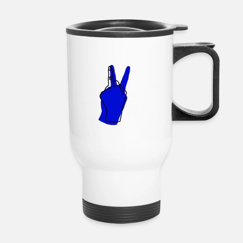 paix bleu - Tasse isotherme avec poignée - blanc