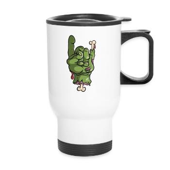 Heavy Metal Zombie Pommesgabel :) - Thermobecher mit Tragegriff - Weiß - Vorne