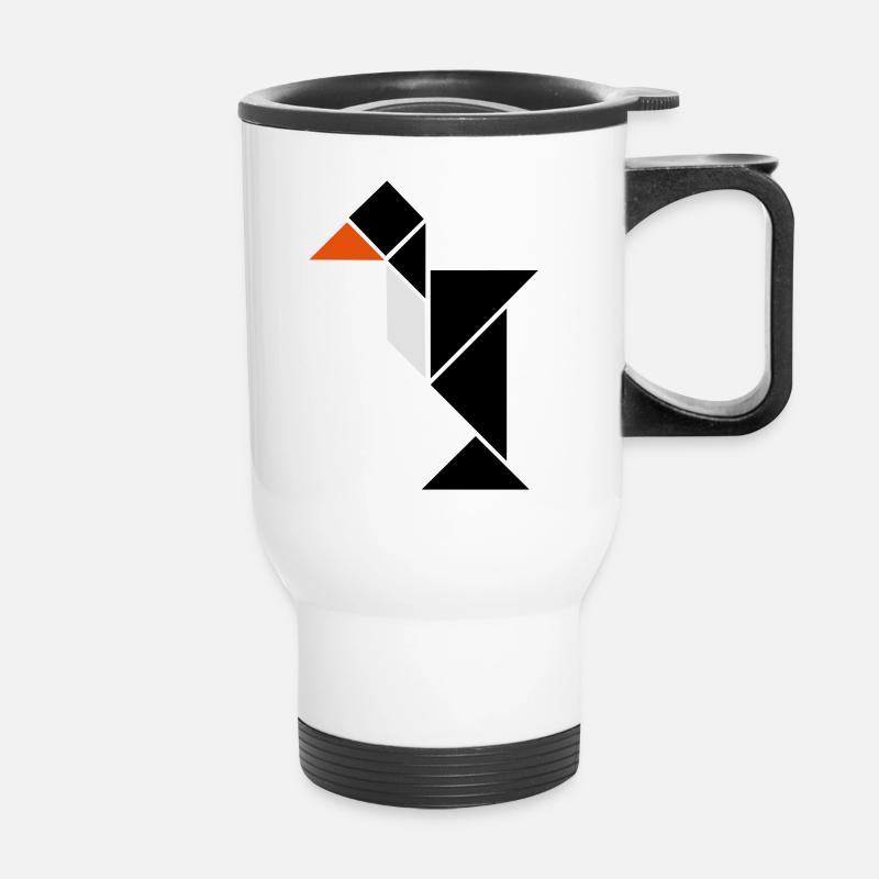 tangram pinguin - Thermobecher mit Tragegriff - Weiß