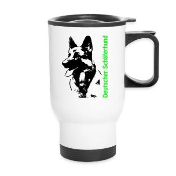 Portrait de chien de berger allemand avec écriture - Tasse isotherme avec poignée - blanc - Devant