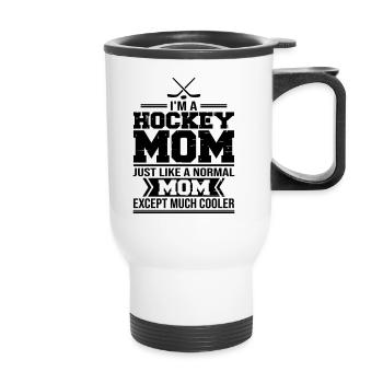 I ma hockey mom - Thermal mug with handle - white - Front