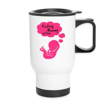 kicking mommy is fun... - Tasse isotherme avec poignée - blanc - Devant