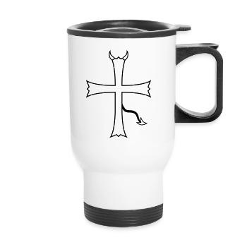satan diable enfer diable démon hoerner église sy - Tasse isotherme avec poignée - blanc - Devant