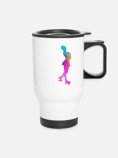 Rollkunstlauf Rollschuh Pirouette Polygon Geschenk - Thermobecher mit Tragegriff - Weiß