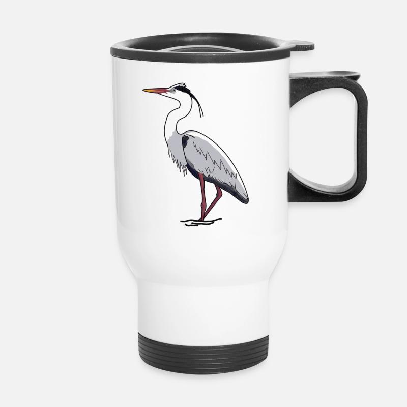 Grey heron - Thermal mug with handle - white