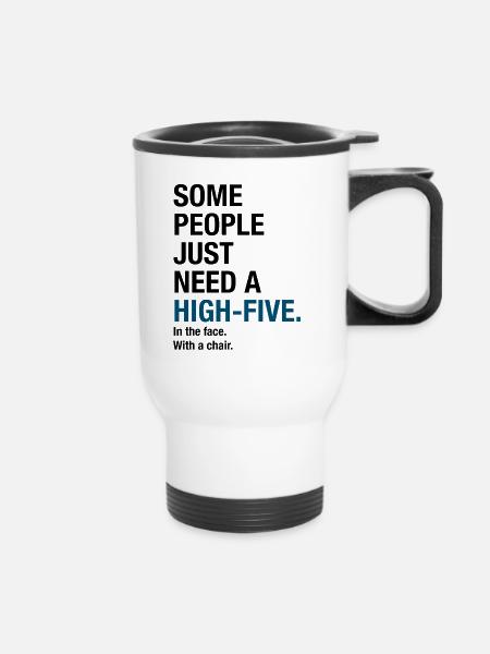 High-Five - Thermobecher mit Tragegriff - Weiß