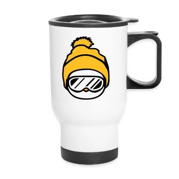 kueken kopf gesicht schnee winter vogel spass renn - Tasse isotherme avec poignée - blanc - Devant