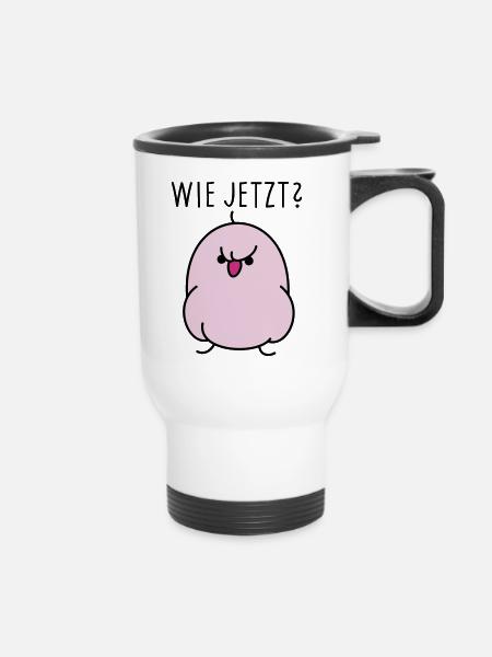Fragender Vogel - Thermobecher mit Tragegriff - Weiß