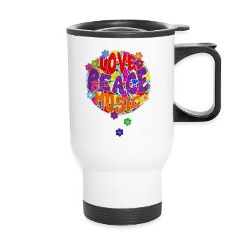 Flower Power Hippie LOVE PEACE MUSIC 2 - Thermal mug with handle - white - Front