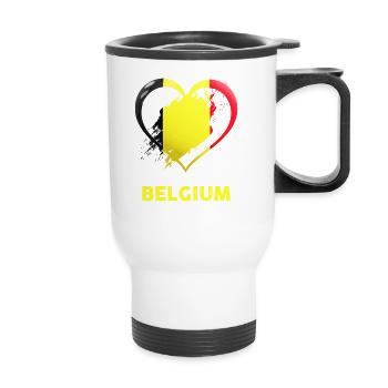 Belgium Heart - Découvrez des designs uniques - Tasse isotherme avec poignée - blanc - Devant