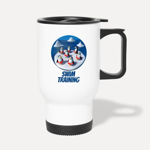 Penguins at swimming lessons - Thermal mug with handle