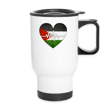Palestine Flag Heartbeat - Thermal mug with handle - white - Front