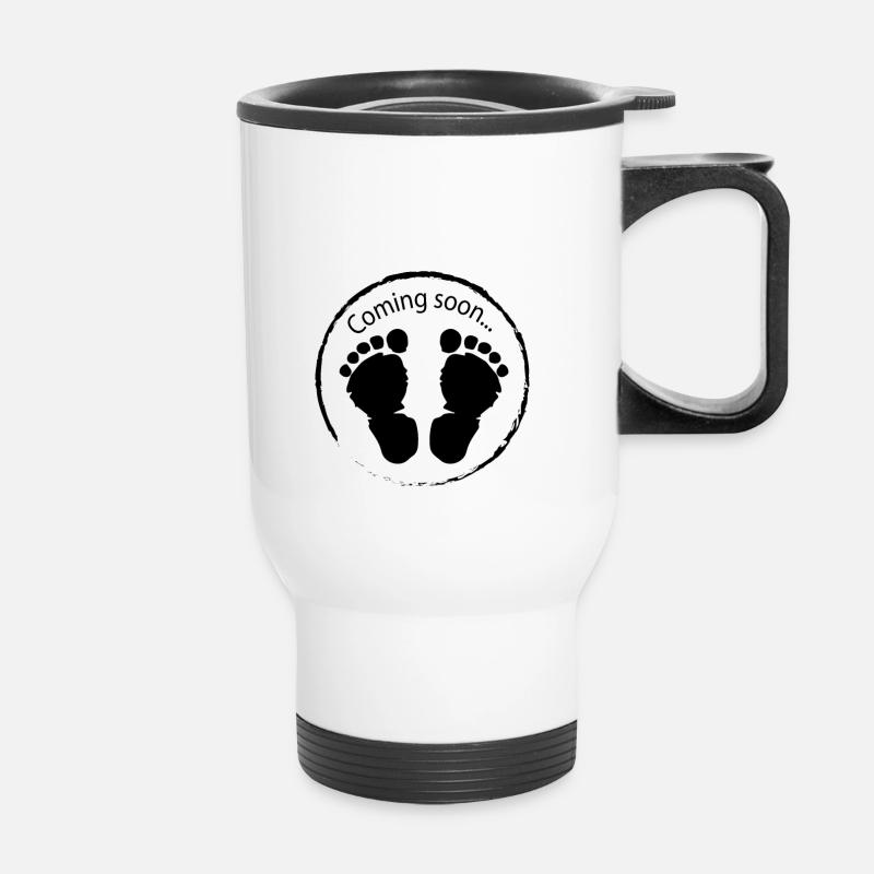 Coming Soon - Baby Schwangere - Thermobecher mit Tragegriff - Weiß