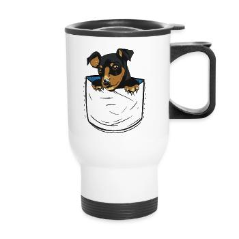 Chien en poche de chiot de poche - Tasse isotherme avec poignée - blanc - Devant