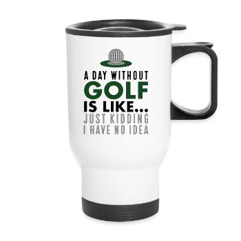 Lustige Sprüche Golf - Thermobecher mit Tragegriff - Weiß - Vorne