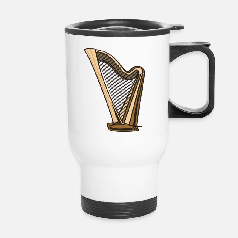 Harfe - Thermobecher mit Tragegriff - Weiß