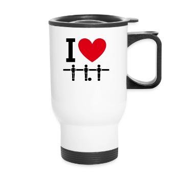 I love table football kicker - Thermal mug with handle - white - Front