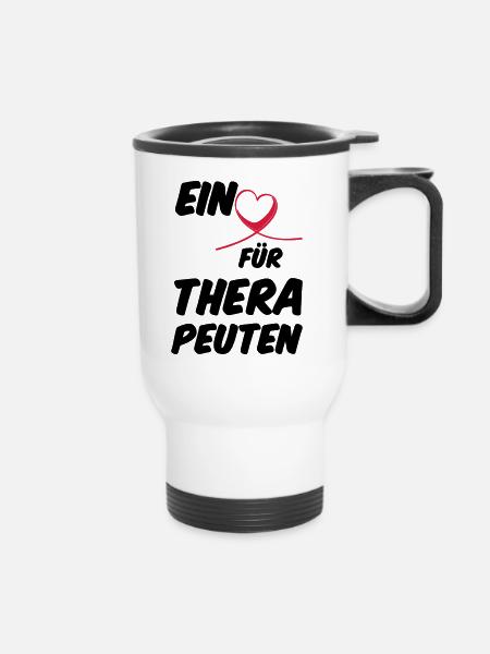 Herz für Therapeuten Geschenk - Thermobecher mit Tragegriff - Weiß